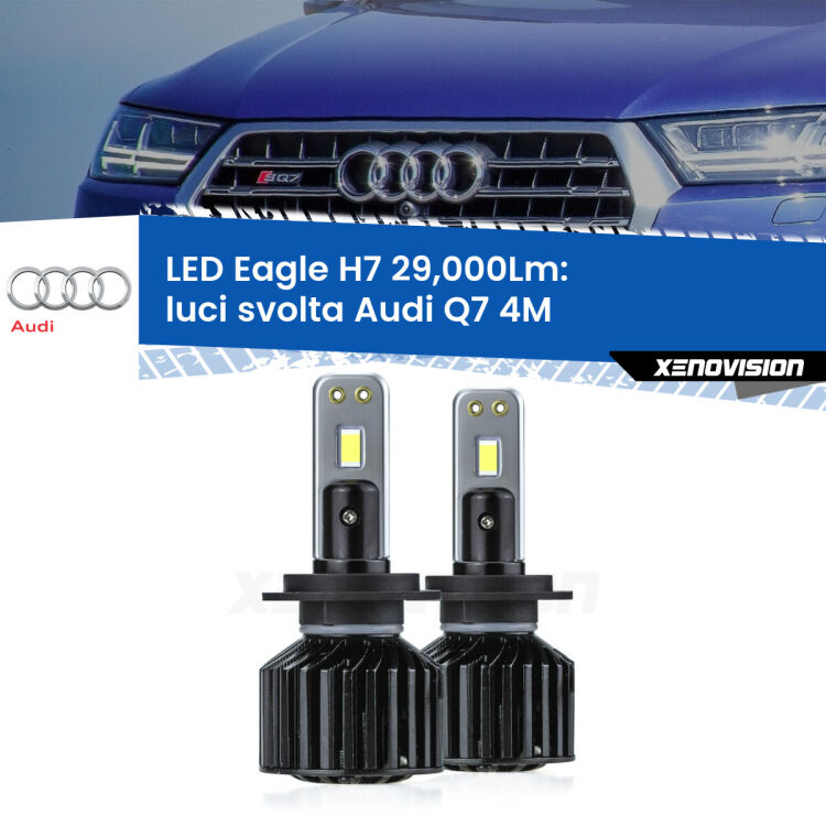 <strong>Kit luci svolta LED specifico per Audi Q7</strong> 4M 2015 in poi. Lampade <strong>H7</strong> Canbus da 29.000Lumen di luminosità modello Eagle Xenovision.