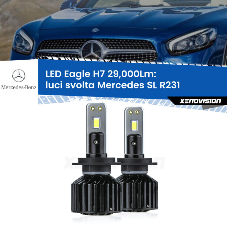 <strong>Kit luci svolta LED specifico per Mercedes SL</strong> R231 2012 in poi. Lampade <strong>H7</strong> Canbus da 29.000Lumen di luminosità modello Eagle Xenovision.