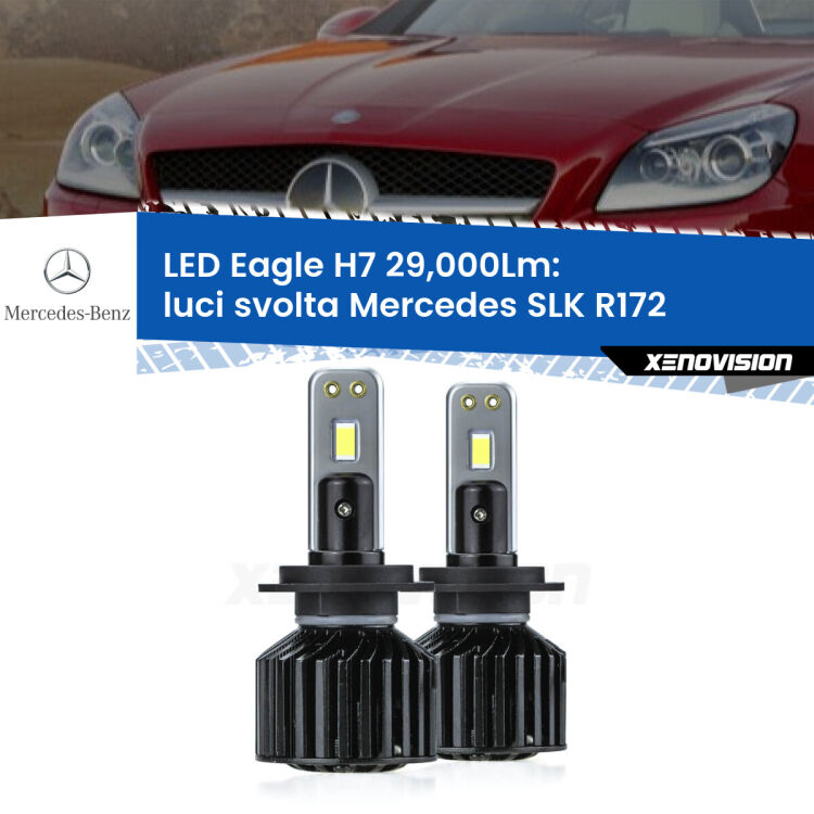 <strong>Kit luci svolta LED specifico per Mercedes SLK</strong> R172 2011 in poi. Lampade <strong>H7</strong> Canbus da 29.000Lumen di luminosità modello Eagle Xenovision.