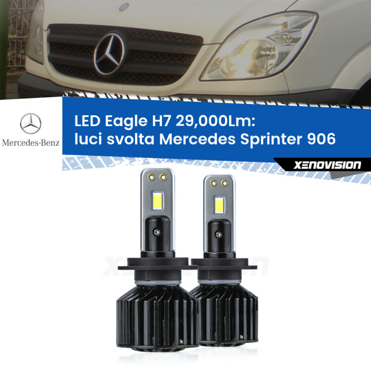 <strong>Kit luci svolta LED specifico per Mercedes Sprinter</strong> 906 2006 - 2018. Lampade <strong>H7</strong> Canbus da 29.000Lumen di luminosità modello Eagle Xenovision.