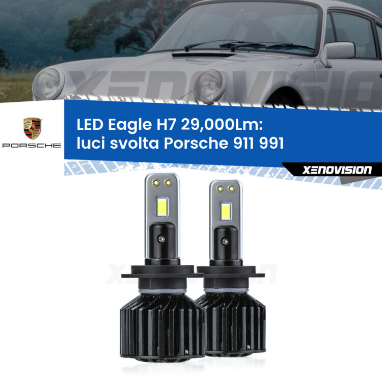 <strong>Kit luci svolta LED specifico per Porsche 911</strong> 991 2011 - 2013. Lampade <strong>H7</strong> Canbus da 29.000Lumen di luminosità modello Eagle Xenovision.