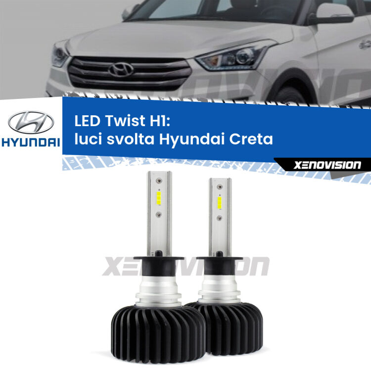 <strong>Kit luci svolta LED</strong> H1 per <strong>Hyundai Creta</strong>  2016 - 2018. Compatte, impermeabili, senza ventola: praticamente indistruttibili. Top Quality.