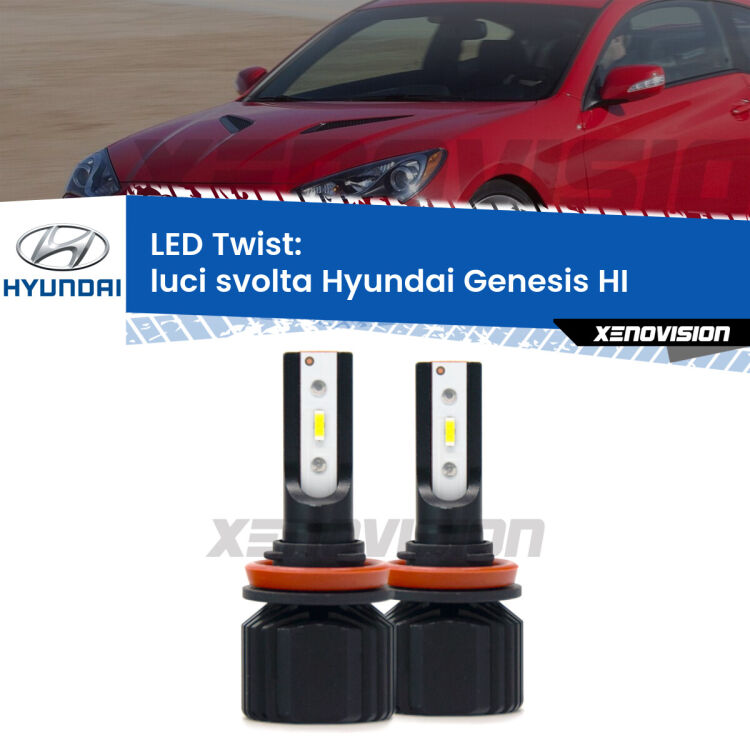 Luci svolta LED Hyundai Genesis HI 2016 in poi: Twist 11,000Lm <strong>Kit luci svolta LED</strong> per <strong>Hyundai Genesis</strong> HI 2016 in poi. Compatte, impermeabili, senza ventola: praticamente indistruttibili. Top Quality.