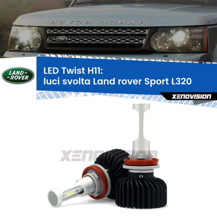 <strong>Kit luci svolta LED</strong> H11 per <strong>Land rover Sport</strong> L320 2005 - 2013. Compatte, impermeabili, senza ventola: praticamente indistruttibili. Top Quality.