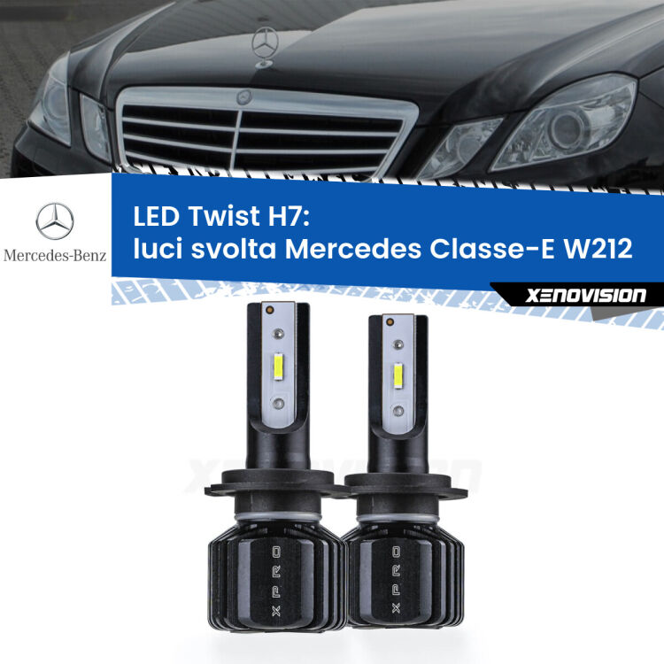 <strong>Kit luci svolta LED</strong> H7 per <strong>Mercedes Classe-E</strong> W212 2009 - 2016. Compatte, impermeabili, senza ventola: praticamente indistruttibili. Top Quality.