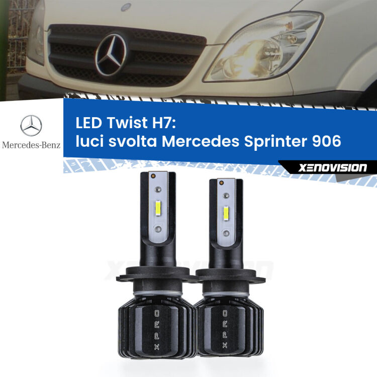 <strong>Kit luci svolta LED</strong> H7 per <strong>Mercedes Sprinter</strong> 906 2006 - 2018. Compatte, impermeabili, senza ventola: praticamente indistruttibili. Top Quality.