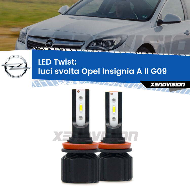 Luci svolta LED Opel Insignia A II G09 2014 - 2017: Twist 11,000Lm <strong>Kit luci svolta LED</strong> per <strong>Opel Insignia A II</strong> G09 2014 - 2017. Compatte, impermeabili, senza ventola: praticamente indistruttibili. Top Quality.