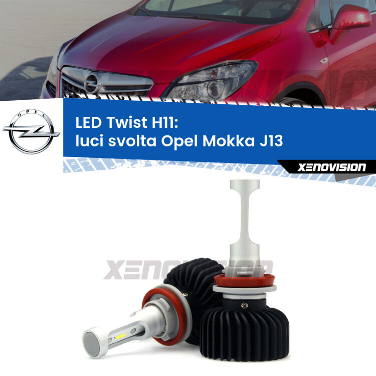 <strong>Kit luci svolta LED</strong> H11 per <strong>Opel Mokka</strong> J13 2012 - 2019. Compatte, impermeabili, senza ventola: praticamente indistruttibili. Top Quality.