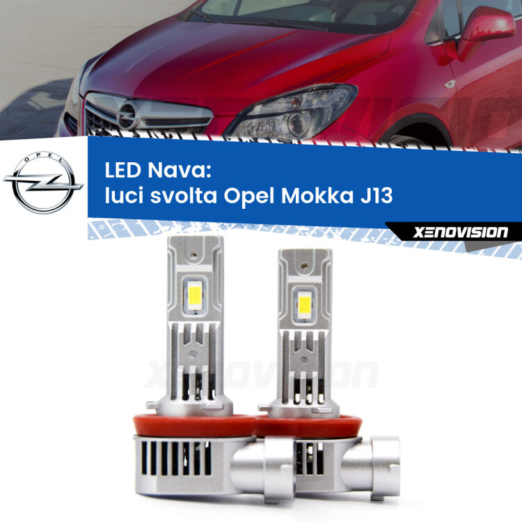 Luci svolta LED Opel Mokka J13 2012 - 2019: Nava 20,000Lm <strong>Luci svolta LED no-spie per Opel Mokka</strong> J13 2012 - 2019. Coppia lampade <strong>H11</strong>/H9/H8/H16(JP) modello Nava canbus, raffreddate a ventola.