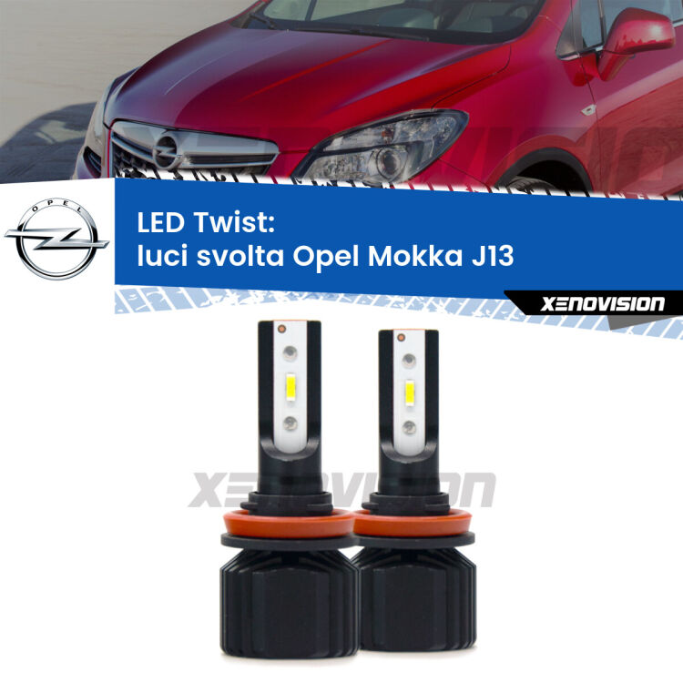 Luci svolta LED Opel Mokka J13 2012 - 2019: Twist 11,000Lm <strong>Kit luci svolta LED</strong> per <strong>Opel Mokka</strong> J13 2012 - 2019. Compatte, impermeabili, senza ventola: praticamente indistruttibili. Top Quality.