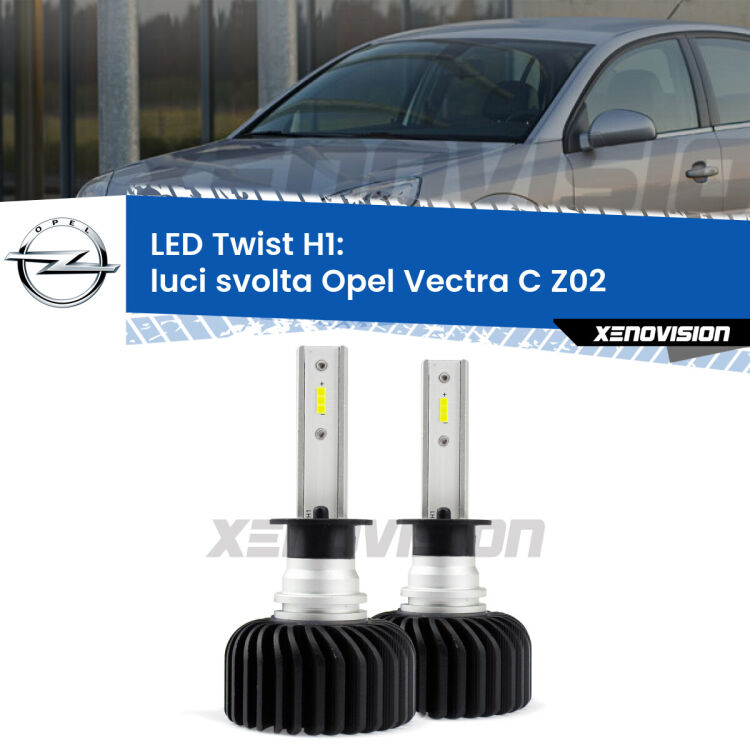 <strong>Kit luci svolta LED</strong> H1 per <strong>Opel Vectra C</strong> Z02 2006 - 2010. Compatte, impermeabili, senza ventola: praticamente indistruttibili. Top Quality.