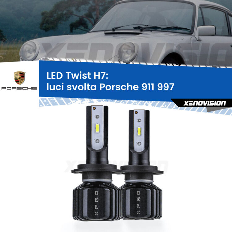 <strong>Kit luci svolta LED</strong> H7 per <strong>Porsche 911</strong> 997 2004 - 2012. Compatte, impermeabili, senza ventola: praticamente indistruttibili. Top Quality.