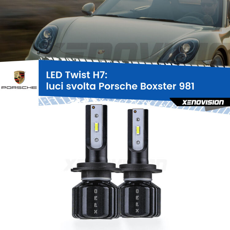 <strong>Kit luci svolta LED</strong> H7 per <strong>Porsche Boxster</strong> 981 2012 in poi. Compatte, impermeabili, senza ventola: praticamente indistruttibili. Top Quality.