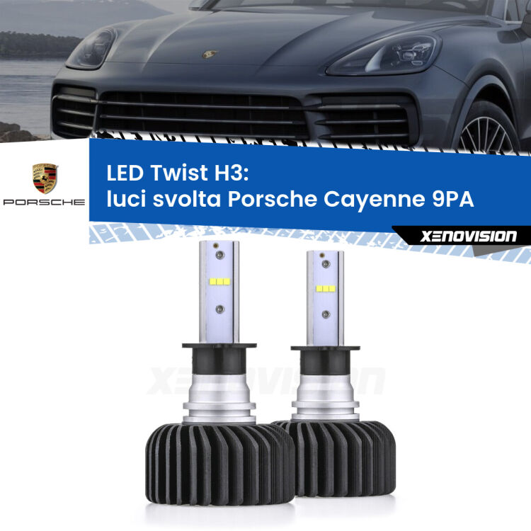 <strong>Kit luci svolta LED</strong> H3 per <strong>Porsche Cayenne</strong> 9PA 2002 - 2010. Compatte, impermeabili, senza ventola: praticamente indistruttibili. Top Quality.