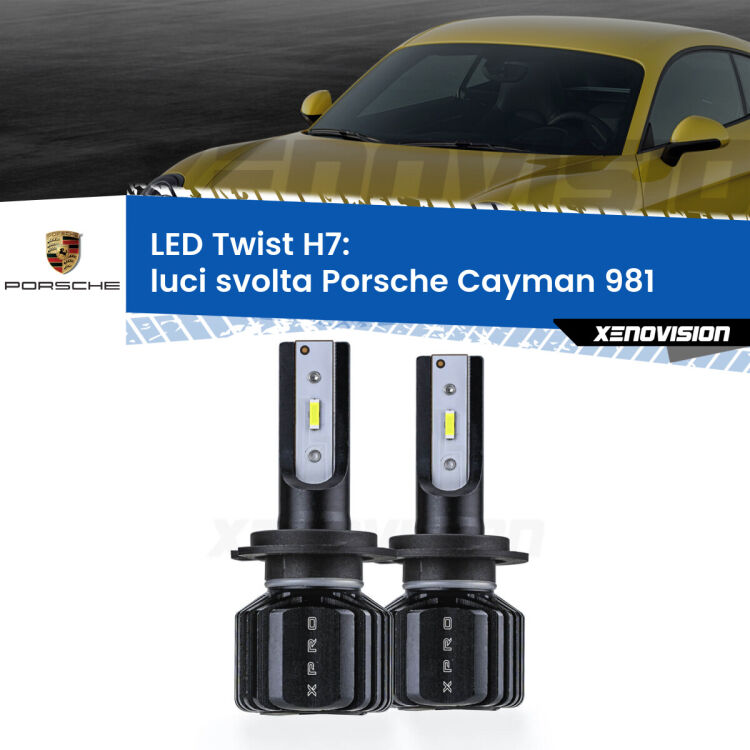 <strong>Kit luci svolta LED</strong> H7 per <strong>Porsche Cayman</strong> 981 2013 in poi. Compatte, impermeabili, senza ventola: praticamente indistruttibili. Top Quality.