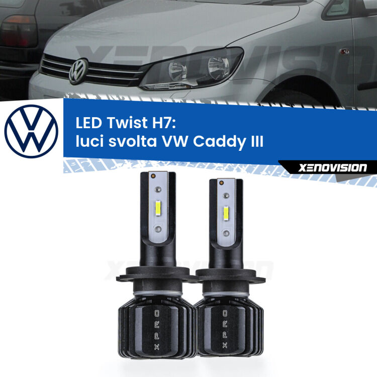 <strong>Kit luci svolta LED</strong> H7 per <strong>VW Caddy III</strong>  2004 - 2015. Compatte, impermeabili, senza ventola: praticamente indistruttibili. Top Quality.