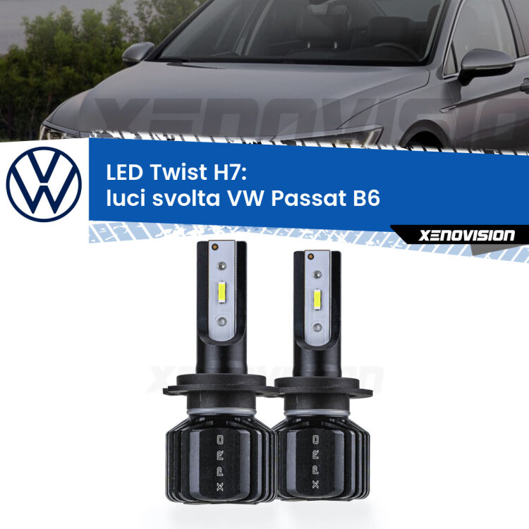 <strong>Kit luci svolta LED</strong> H7 per <strong>VW Passat</strong> B6 2005 - 2010. Compatte, impermeabili, senza ventola: praticamente indistruttibili. Top Quality.