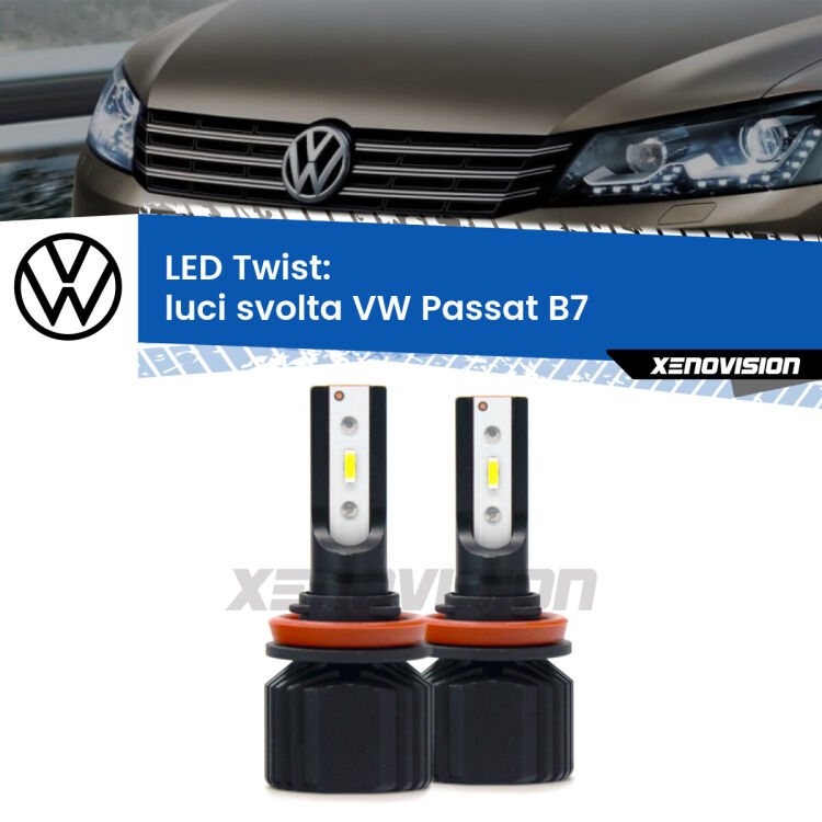 Luci svolta LED VW Passat B7 2010 - 2014: Twist 11,000Lm <strong>Kit luci svolta LED</strong> per <strong>VW Passat</strong> B7 2010 - 2014. Compatte, impermeabili, senza ventola: praticamente indistruttibili. Top Quality.