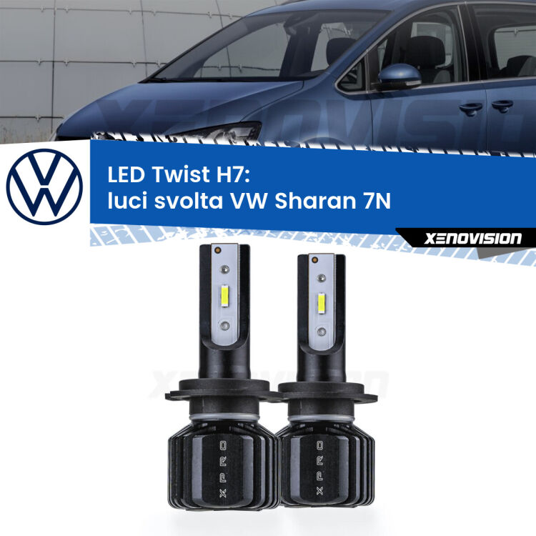 <strong>Kit luci svolta LED</strong> H7 per <strong>VW Sharan</strong> 7N 2010 - 2019. Compatte, impermeabili, senza ventola: praticamente indistruttibili. Top Quality.