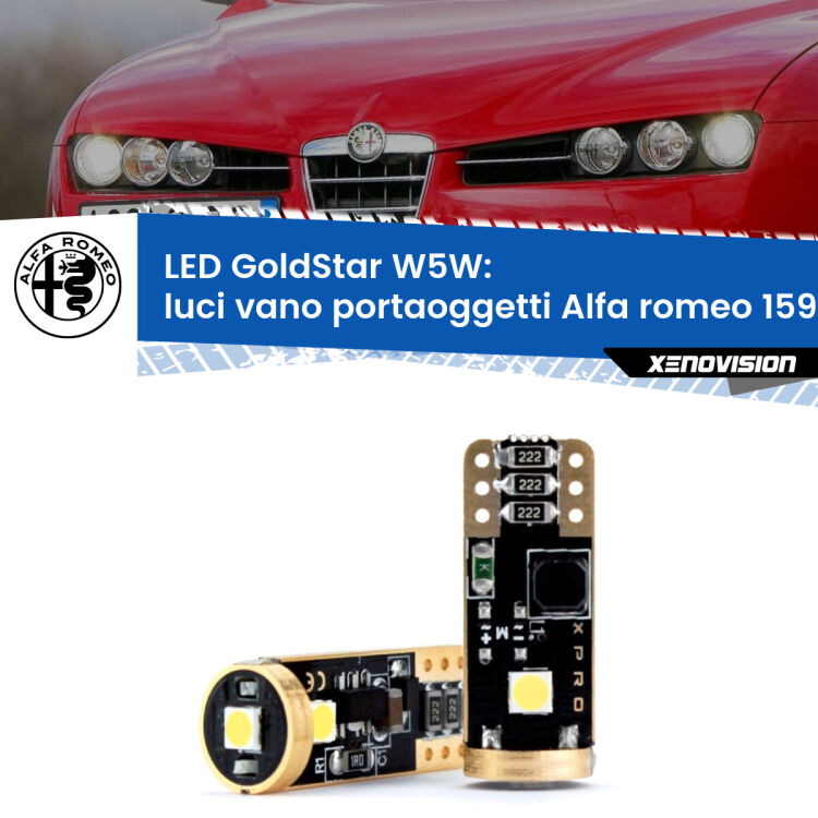 Luci Vano Portaoggetti LED Alfa romeo 159  2005 - 2012: T10 GoldStar <strong>Luci Vano Portaoggetti LED Alfa romeo 159</strong>  2005 - 2012: ottima luminosità a 360 gradi. Si inseriscono ovunque. Canbus, Top Quality.