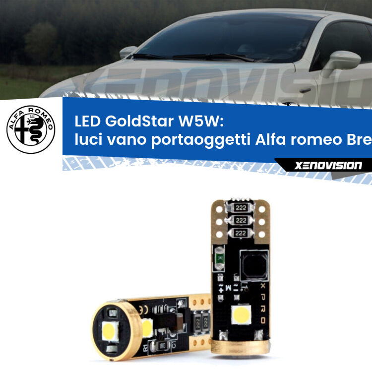 Luci Vano Portaoggetti LED Alfa romeo Brera  2006 - 2010: T10 GoldStar <strong>Luci Vano Portaoggetti LED Alfa romeo Brera</strong>  2006 - 2010: ottima luminosità a 360 gradi. Si inseriscono ovunque. Canbus, Top Quality.