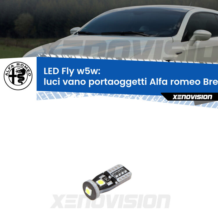 <strong>luci vano portaoggetti LED per Alfa romeo Brera</strong>  2006 - 2010. Coppia lampadine <strong>w5w</strong> Canbus compatte modello Fly Xenovision.