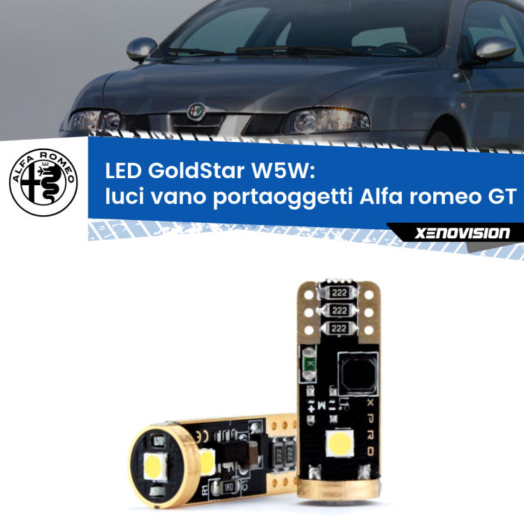 Luci Vano Portaoggetti LED Alfa romeo GT  2003 - 2010: T10 GoldStar <strong>Luci Vano Portaoggetti LED Alfa romeo GT</strong>  2003 - 2010: ottima luminosità a 360 gradi. Si inseriscono ovunque. Canbus, Top Quality.