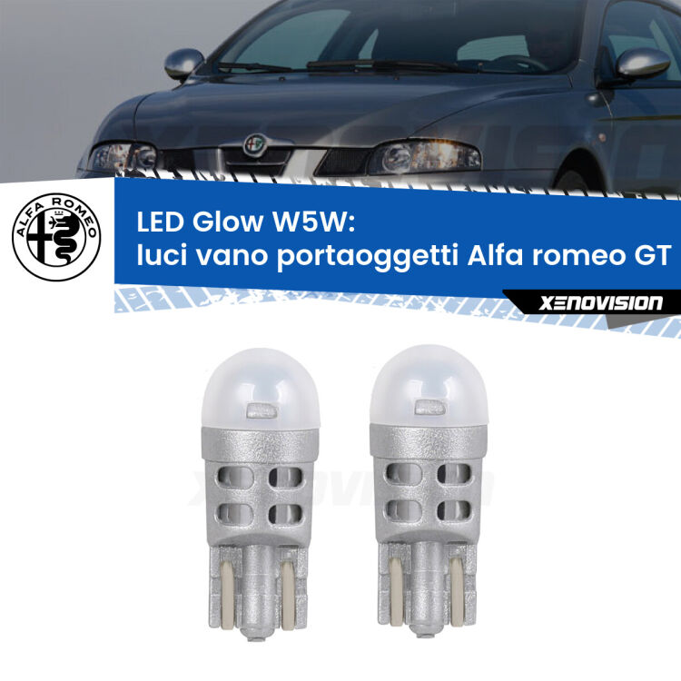 Luci Vano Portaoggetti LED Alfa romeo GT  2003 - 2010: W5W Glow a Luce Calda <strong>Luci Vano Portaoggetti LED luce calda per Alfa romeo GT</strong>  2003 - 2010. Coppia lampade <strong>W5W</strong> modello Glow di Xenovision.