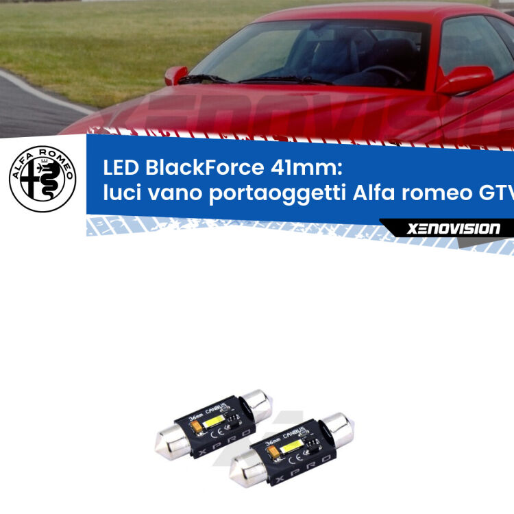 <strong>LED luci vano portaoggetti 41mm per Alfa romeo GTV</strong>  1995 - 2005. Coppia lampadine <strong>C5W</strong>modello BlackForce Xenovision.