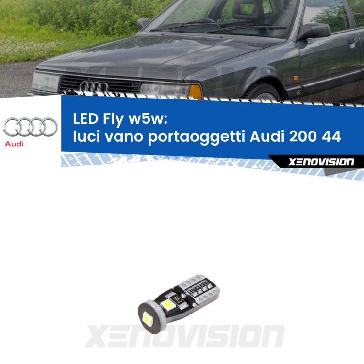 <strong>luci vano portaoggetti LED per Audi 200</strong> 44 1983 - 1987. Coppia lampadine <strong>w5w</strong> Canbus compatte modello Fly Xenovision.