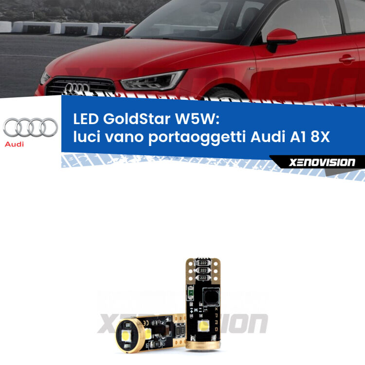 <strong>Luci Vano Portaoggetti LED Audi A1</strong> 8X 2010 - 2018: ottima luminosità a 360 gradi. Si inseriscono ovunque. Canbus, Top Quality.