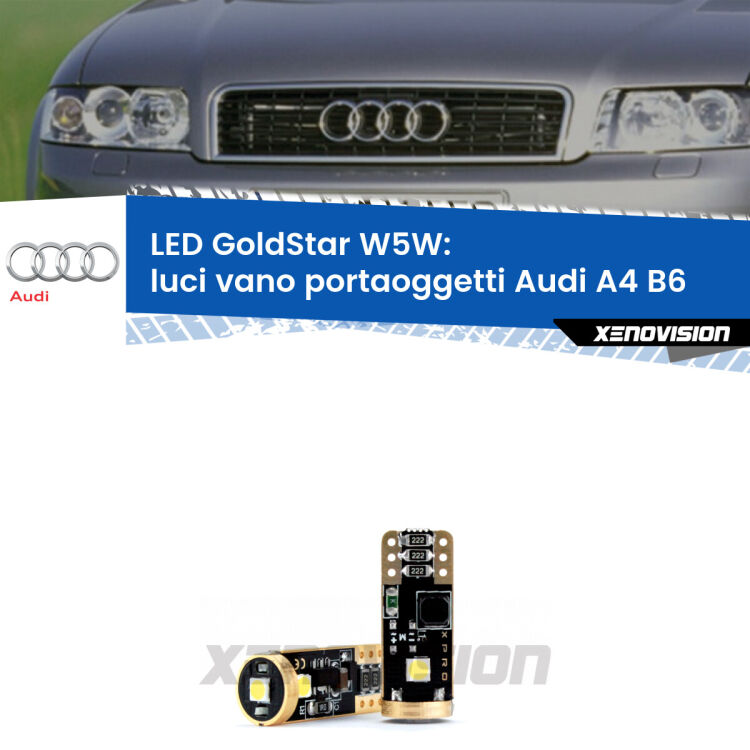 <strong>Luci Vano Portaoggetti LED Audi A4</strong> B6 2000 - 2004: ottima luminosità a 360 gradi. Si inseriscono ovunque. Canbus, Top Quality.