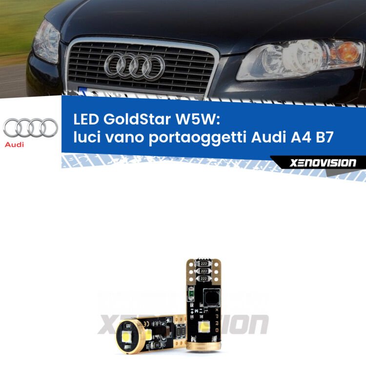 <strong>Luci Vano Portaoggetti LED Audi A4</strong> B7 2004 - 2008: ottima luminosità a 360 gradi. Si inseriscono ovunque. Canbus, Top Quality.