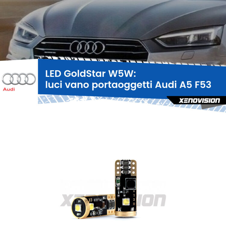 <strong>Luci Vano Portaoggetti LED Audi A5</strong> F53 2016 - 2020: ottima luminosità a 360 gradi. Si inseriscono ovunque. Canbus, Top Quality.