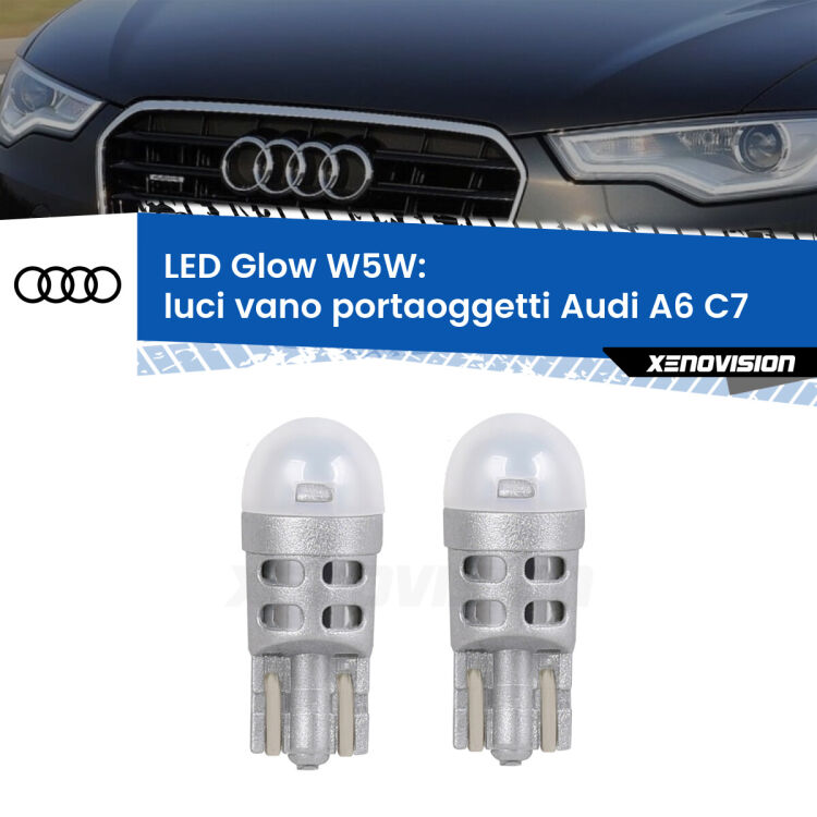 0 Luci Vano Portaoggetti LED Audi A6 C7 2010 - 2018: W5W Glow a Luce Calda <strong>Luci Vano Portaoggetti LED luce calda per Audi A6</strong> C7 2010 - 2018. Coppia lampade <strong>W5W</strong> modello Glow di Xenovision.
