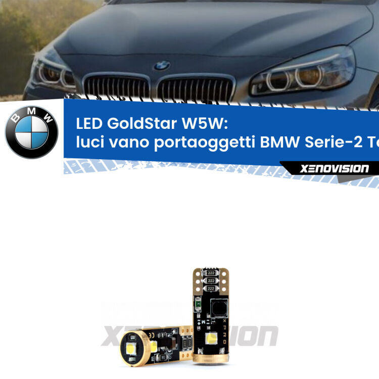 <strong>Luci Vano Portaoggetti LED BMW Serie-2 Tourer</strong> F45, F46 2014 - 2018: ottima luminosità a 360 gradi. Si inseriscono ovunque. Canbus, Top Quality.