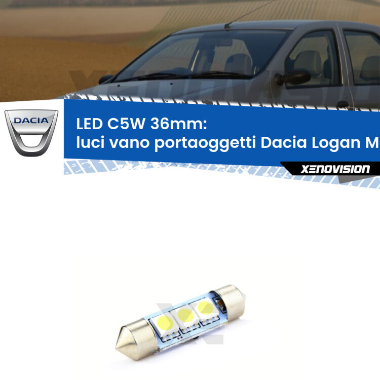 LED Luci Vano Portaoggetti Dacia Logan Mk1 2004 - 2011. Una lampadina led innesto C5W 36mm canbus estremamente longeva.