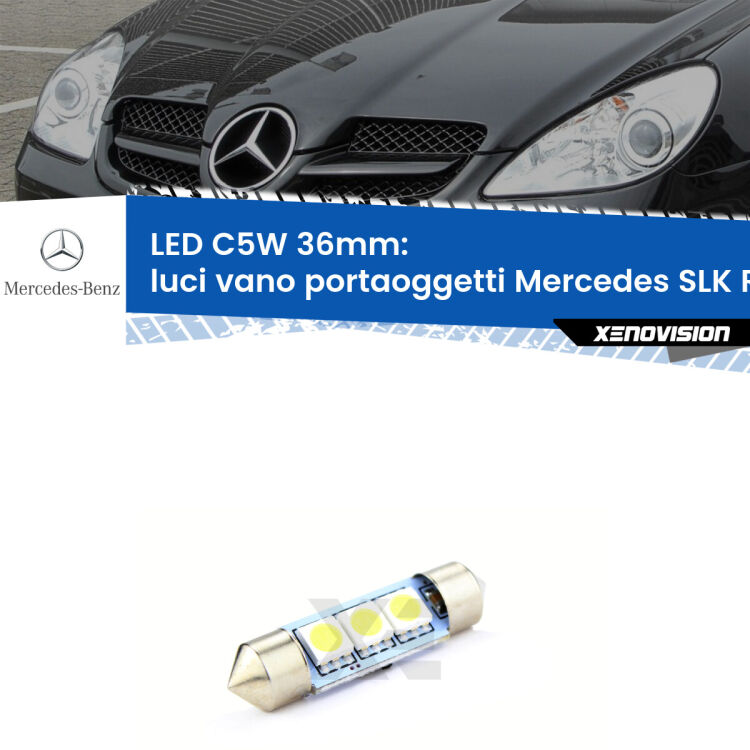 LED Luci Vano Portaoggetti Mercedes SLK R171 2004 - 2011. Una lampadina led innesto C5W 36mm canbus estremamente longeva.