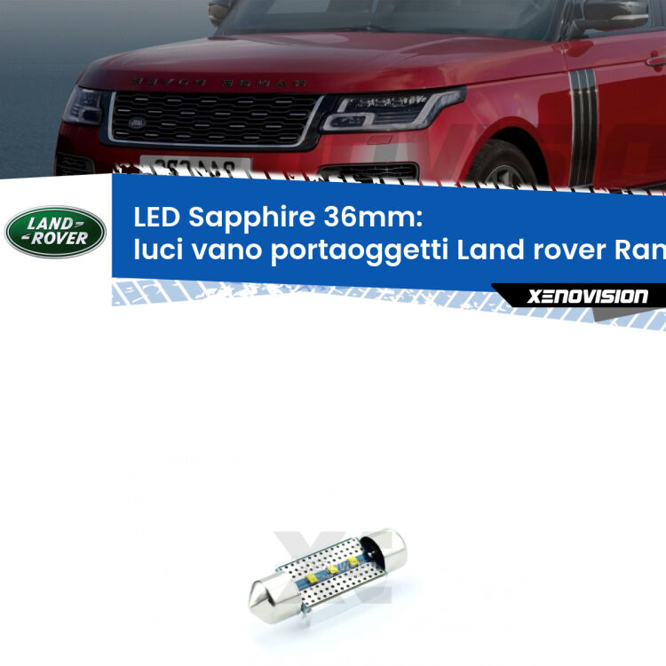 <strong>LED luci vano portaoggetti 36mm per Land rover Range rover III</strong> L322 2002 - 2012. Lampade <strong>c5W</strong> modello Sapphire Xenovision con chip led Philips.