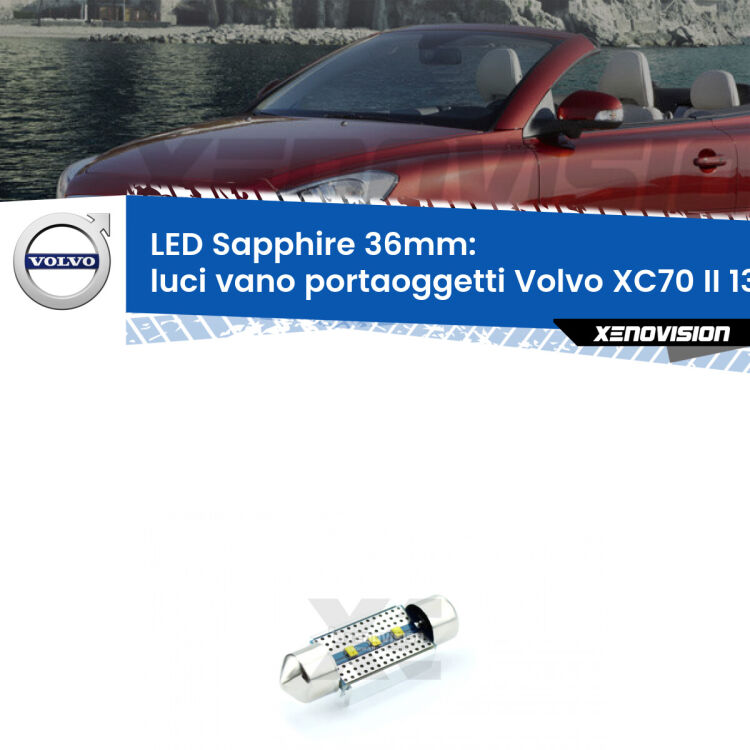 <strong>LED luci vano portaoggetti 36mm per Volvo XC70 II</strong> 136 2007 - 2015. Lampade <strong>c5W</strong> modello Sapphire Xenovision con chip led Philips.