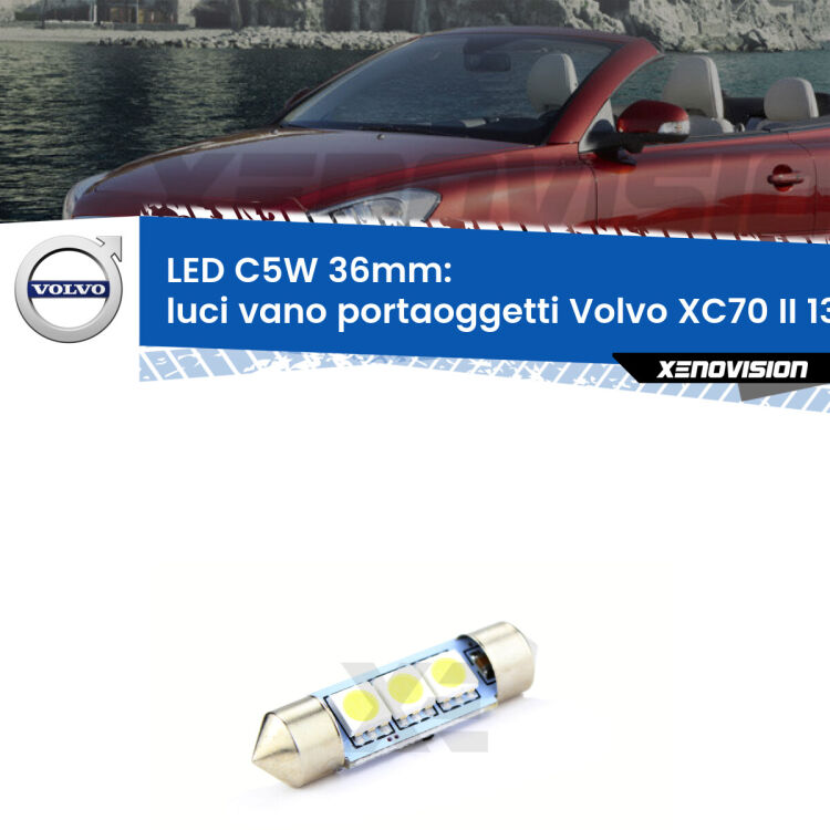 LED Luci Vano Portaoggetti Volvo XC70 II 136 2007 - 2015. Una lampadina led innesto C5W 36mm canbus estremamente longeva.