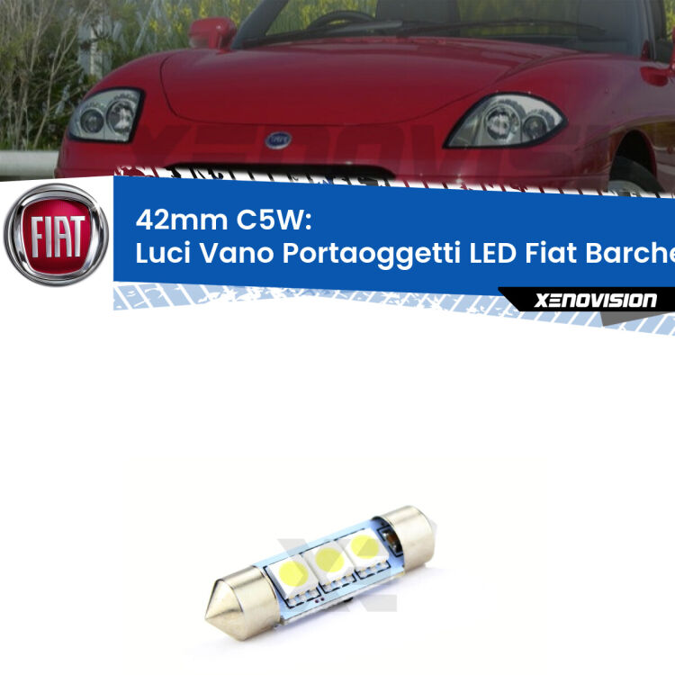 Lampadina eccezionalmente duratura, canbus e luminosa. C5W 42mm perfetto per Luci Vano Portaoggetti LED Fiat Barchetta  1995 - 2005<br />.