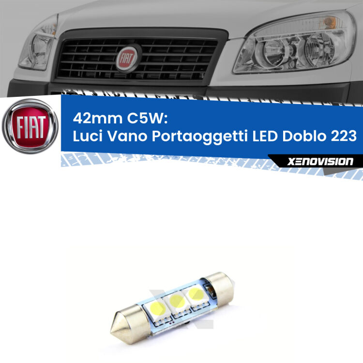 Lampadina eccezionalmente duratura, canbus e luminosa. C5W 42mm perfetto per Luci Vano Portaoggetti LED Fiat Doblo (223) 2000 - 2010<br />.