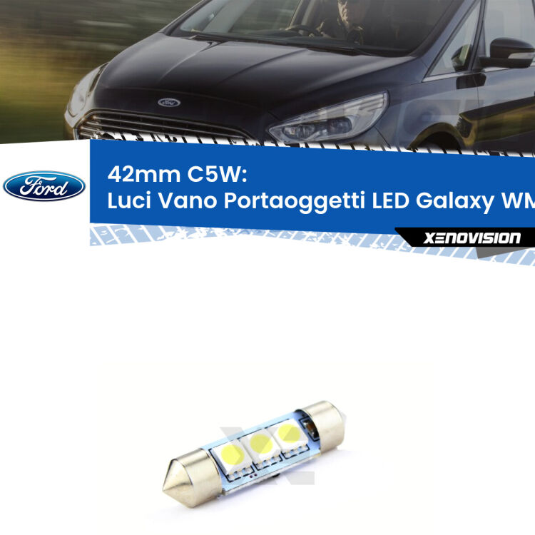 Lampadina eccezionalmente duratura, canbus e luminosa. C5W 42mm perfetto per Luci Vano Portaoggetti LED Ford Galaxy (WM, WA6) 2006 - 2015<br />.