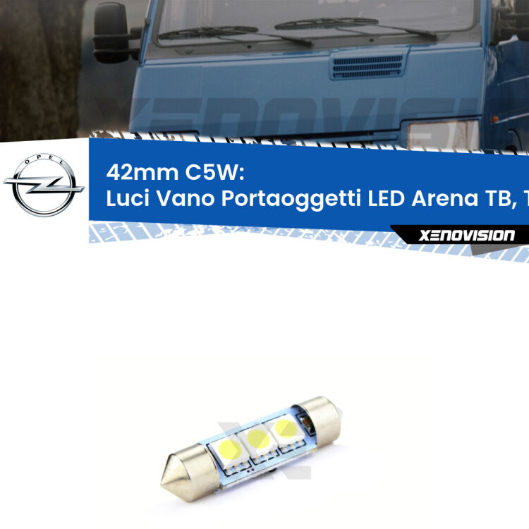 Lampadina eccezionalmente duratura, canbus e luminosa. C5W 42mm perfetto per Luci Vano Portaoggetti LED Opel Arena (TB, TF) 1998 - 2001<br />.