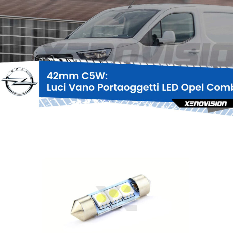 Lampadina eccezionalmente duratura, canbus e luminosa. C5W 42mm perfetto per Luci Vano Portaoggetti LED Opel Combo B  1994 - 2001<br />.
