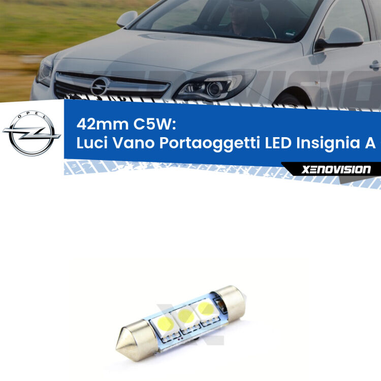 Lampadina eccezionalmente duratura, canbus e luminosa. C5W 42mm perfetto per Luci Vano Portaoggetti LED Opel Insignia A (G09) 2008 - 2013<br />.