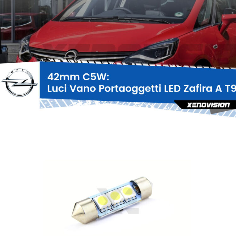 Lampadina eccezionalmente duratura, canbus e luminosa. C5W 42mm perfetto per Luci Vano Portaoggetti LED Opel Zafira A (T98) 1999 - 2005<br />.