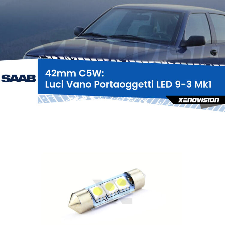 Lampadina eccezionalmente duratura, canbus e luminosa. C5W 42mm perfetto per Luci Vano Portaoggetti LED Saab 9-3 (Mk1) 1998 - 2002<br />.