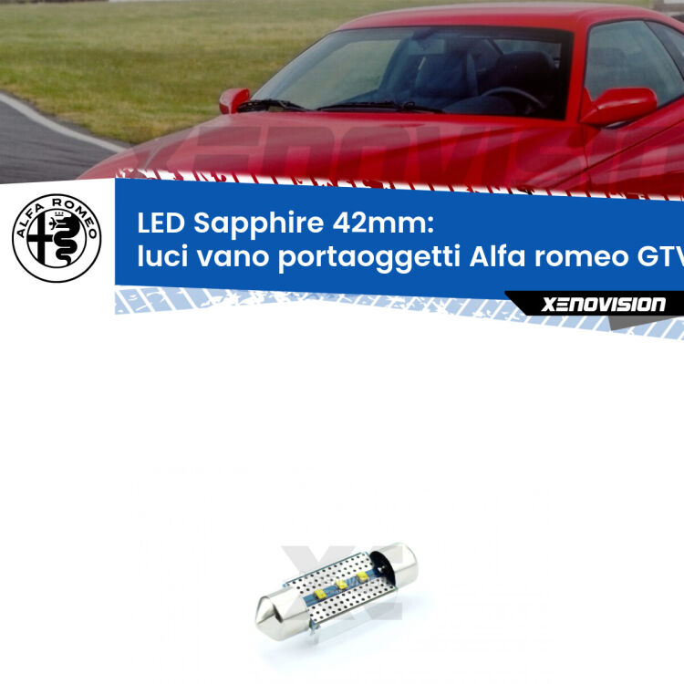 <strong>LED luci vano portaoggetti 42mm per Alfa romeo GTV</strong>  1995 - 2005. Lampade <strong>c5W</strong> modello Sapphire Xenovision con chip led Philips.